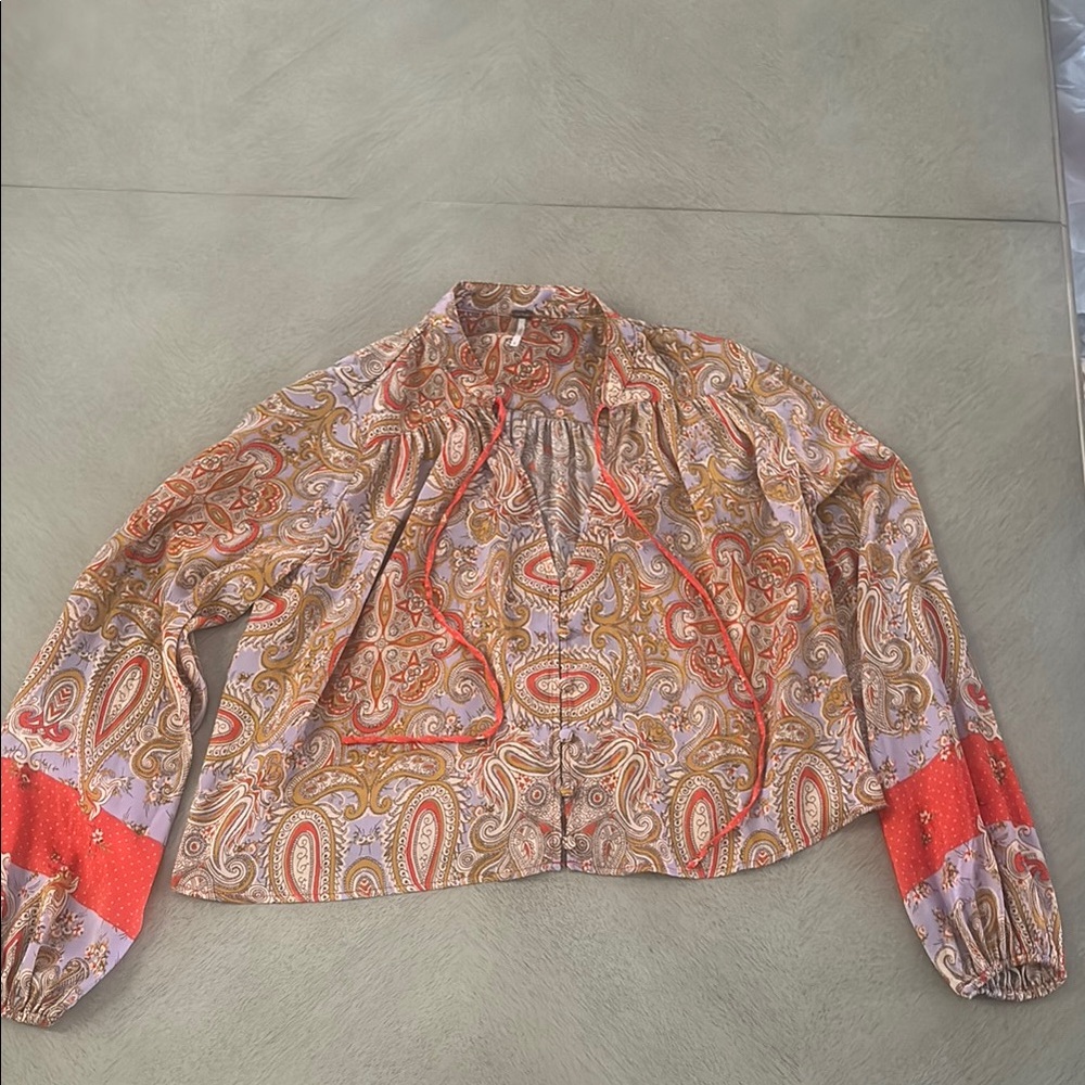 Y2K Free People SMALL Paisley floral peasant blouse